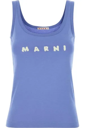 Marni Koszulki, Kobieta, Niebieski, S, Bawełniana top w kolorze błękitnym