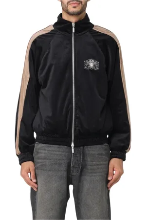 Rhude Kurtki, Mężczyzna, Czarny, M, Czarny Velour Track Jacket Crest Detail