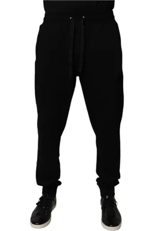 Dolce & Gabbana Spodnie, Mężczyzna, Czarny, M, Premiumowe Bawełniane Jogger Sweatpants z Logo