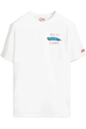MC2 SAINT BARTH Koszulki, Mężczyzna, Biały, M, Stylowy T-shirt z wilkiem i wzorem