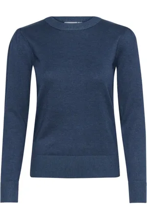 Saint Tropez Swetry, Kobieta, Niebieski, L, Mila SZ Sweter Dzianinowy Titan Melange