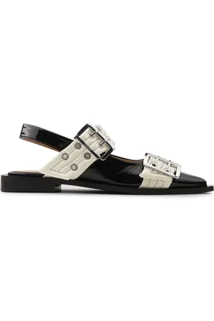 Ganni Buty, Kobieta, Czarny, 37 EU, Płaskie buty z ozdobną klamrą