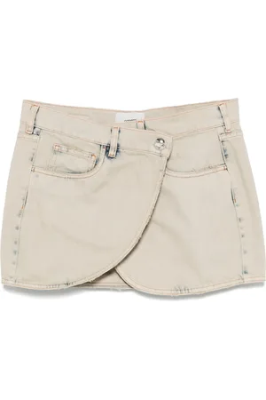 COPERNI Spódnice, Kobieta, Szary, XS, Denim, Zniszczona Jeansyowa Mini Spódnica Styl Krzyżowy