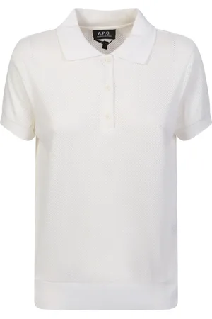 A.P.C. Koszulki, Kobieta, Biały, S, Kremowy Polo Shirt z Otwartym Dzianiem