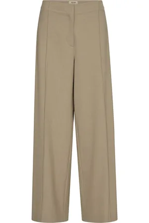 Mos Mosh Spodnie, Kobieta, Beżowy, 2XL, Nowoczesne Spodnie w Stylu Boxy Sezam