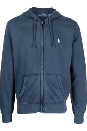 Ralph Lauren Bluzy, Mężczyzna, Niebieski, S, Niebieski Sweter z Kapturem i Zamkiem