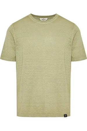 Gran Sasso Koszulki, Mężczyzna, Zielony, 2XL, Koszulka z lnu Made in Italy