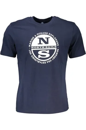 North Sails Koszulki, Mężczyzna, Niebieski, M, Bawełna, Niebieski Bawełna Druk Logo T-shirt