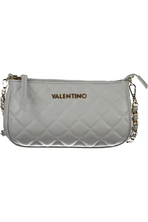 Valentino by Mario Valentino Torebki, Kobieta, Szary, ONE SIZE, Len, Szara torba na ramię z łańcuchem i zamkiem błyskawicznym