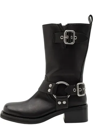 Steve Madden Buty, Kobieta, Czarny, 36 EU, Czarne płaskie buty z srebrną sprzączką