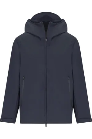 Emporio Armani Kurtki, Mężczyzna, Niebieski, XL, Nylon, Granatowa Kurtka Podróżna z Kapturem
