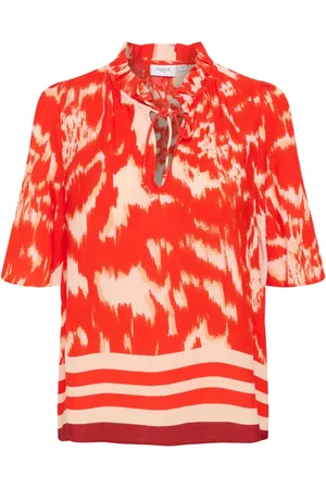 Saint Tropez Bluzki, Kobieta, Pomarańczowy, M, Len, Water Blooms Khloesz Blouse