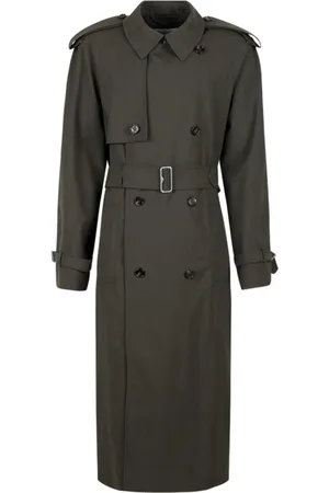 Burberry Płaszcze, Mężczyzna, Zielony, L, Kawowy płaszcz trencz z wełny