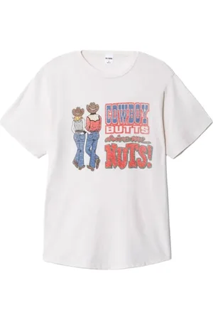 RE/DONE Koszulki, Kobieta, Biały, XS, Vintage Cowboy Butts T-shirt dla kobiet