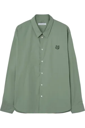 Maison Kitsuné Koszule, Mężczyzna, Zielony, M, Odważna koszula z lisim głową