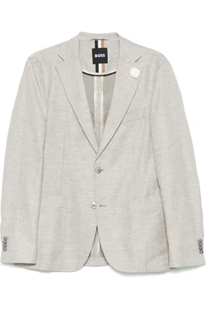 HUGO BOSS Kurtki, Mężczyzna, Beżowy, 2XL, Marynarka z lnem i 2 guzikami