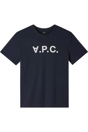 A.P.C. Koszulki, Mężczyzna, Niebieski, S, Bawełniany T-Shirt z Logo na Przodzie