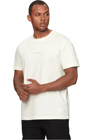 Calvin Klein Koszulki, Mężczyzna, Biały, 3XL, Bawełna, Koszulka z haftowanym logo z bawełny