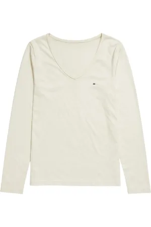 Eden Park Koszulki, Kobieta, Beżowy, S, Bawełna, T-shirt z długim rękawem z bawełny Pima