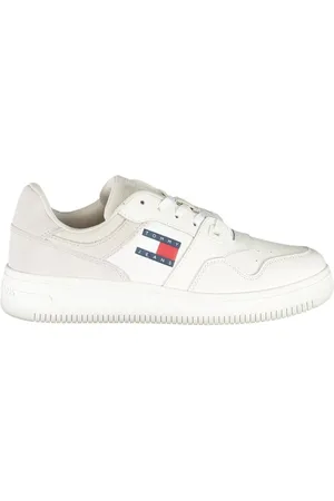 Tommy Hilfiger Buty, Mężczyzna, Biały, 37 EU, Biae Sneakersy z Poliestru z Sznurowadami, Kontrastowymi Szczegóami, Nadrukiem, Logo
