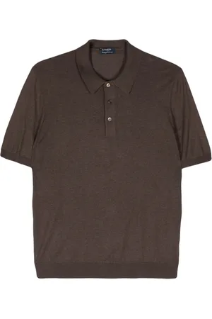 BARBA Koszulki, Mężczyzna, brązowy, XL, Jedwabny Polo Shirt 100% Wyprodukowany we Włoszech