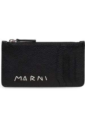 Marni Akcesoria, Mężczyzna, Czarny, ONE SIZE, Skóra, Skórzany Portfel na Karty