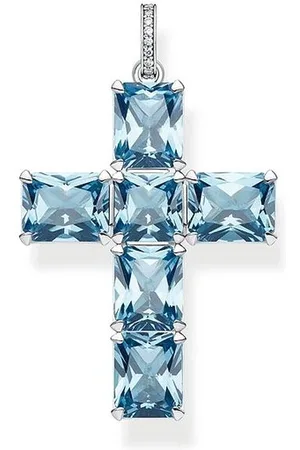 Thomas Sabo Akcesoria, Kobieta, Niebieski, ONE SIZE, Krzyż Jasnoniebieski Wisiorek