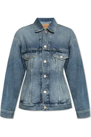 Balenciaga Kurtki, Kobieta, Niebieski, XS, Denim, Kurtka jeansowa z efektem vintage