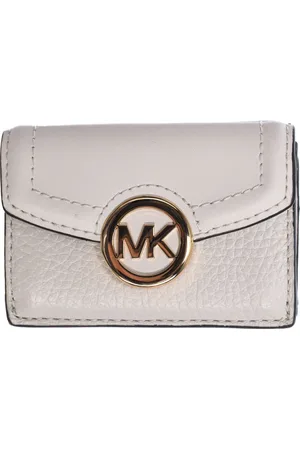 Michael Kors Akcesoria, Kobieta, Beżowy, ONE SIZE, Skóra, Skórzany Portfel Trifold na Karty