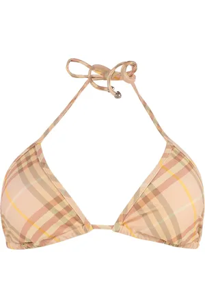 Burberry Stroje kąpielowe, Kobieta, Różowy, XS, Bikini Top w Trójkącie z Motywem