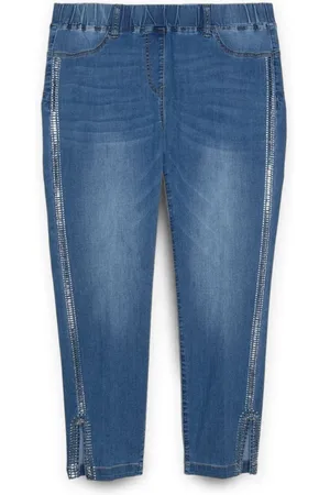 Fiorella rubino Jeansy, Kobieta, Niebieski, 4XL, Bawełna, Jeggingsy z haftem