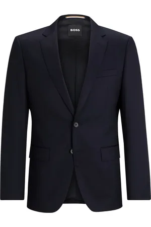 HUGO BOSS Kurtki, Mężczyzna, Niebieski, XL, Wełna, Elegancka marynarka garniturowa z wełny merino