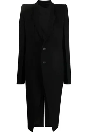 Rick Owens Płaszcze, Kobieta, Czarny, M, Czarny płaszcz z kieszeniami