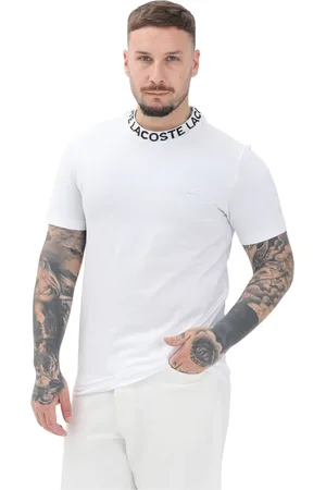 Lacoste Koszulki, Mężczyzna, Biały, XL, Biała koszulka z nadrukiem Jacquard