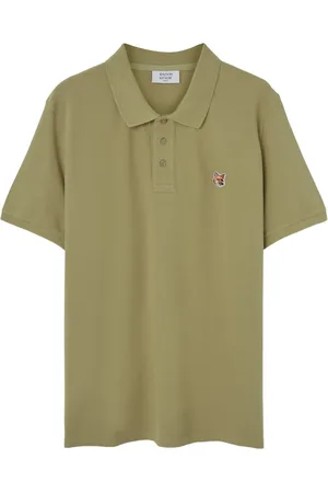 Maison Kitsuné Koszulki, Mężczyzna, Zielony, M, Zielony Polo z Haftowanym Logo