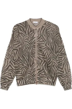 Brunello Cucinelli Swetry, Kobieta, brązowy, M, Stylowy Sweter Rozpinany