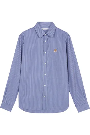 Maison Kitsuné Koszule, Mężczyzna, Niebieski, M, Niebieska Koszula z Logo Fox Head