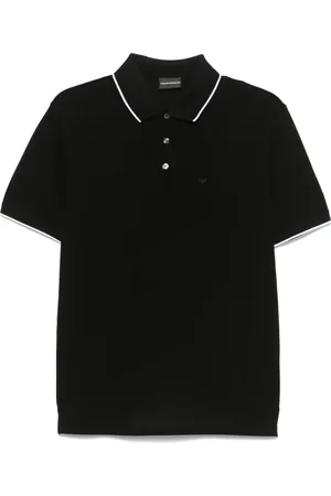 Emporio Armani Koszulki, Mężczyzna, Czarny, 3XL, Bawełniana Koszulka Polo z Haftowanym Logo