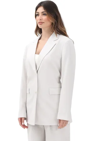 Calvin Klein Kurtki, Kobieta, Beżowy, S, Beżowy Casualowy Blezer z Paskiem