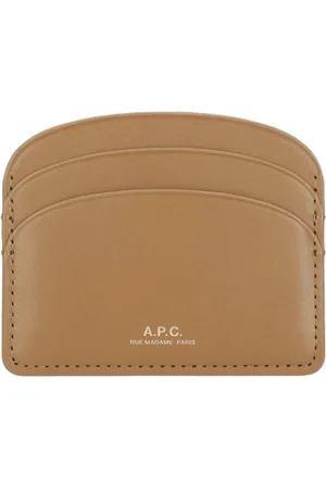 A.P.C. Akcesoria, Kobieta, brązowy, ONE SIZE, Skóra, Gładki Skórzany Portfel na Karty