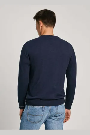 Pepe Jeans Swetry, Mężczyzna, Niebieski, M, Bawełna, Miękki Sweter z Dżerseju