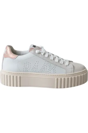 P448 Buty, Kobieta, Biały, 36 EU, Białe Creeper Sneakers z detalami Rame