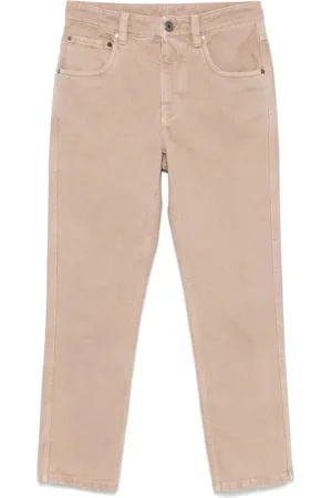 Brunello Cucinelli Spodnie, Kobieta, Beżowy, S, Luźne bawełniane spodnie