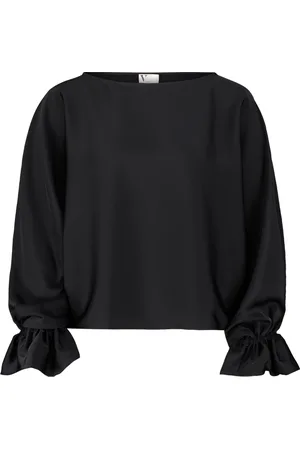 Vera Mont Bluzki, Kobieta, Czarny, XS, Elegancka Satynowa Bluzka z Rękawami Nietoperz