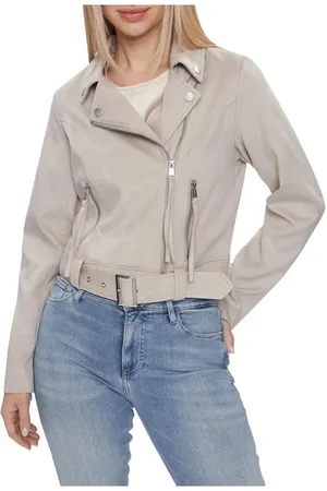Guess Kurtki, Kobieta, Szary, L, Stylowa Kurtka Casual z Paskiem