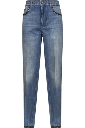 VALENTINO Jeansy, Kobieta, Niebieski, W29, Denim, Jeansyy z Kwiatowym Nadrukiem w Kolorze Niebieskim