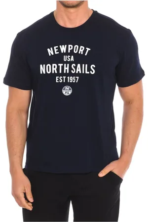 North Sails Koszulki, Mężczyzna, Niebieski, XL, Bawełna, T-shirt z krótkim rękawem i ściągaczem na szyi