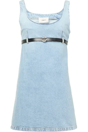 COPERNI Sukienki, Kobieta, Niebieski, XS, Denim, Niebieska Sukienka z Paskiem
