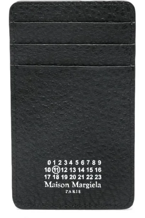Maison Margiela Akcesoria, Mężczyzna, Czarny, ONE SIZE, Skóra, Portfel z groszkowanej skóry z charakterystycznym logo