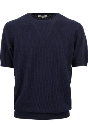 KANGRA CASHMERE Swetry, Mężczyzna, Niebieski, S, Męski T-shirt z okrągłym dekoltem